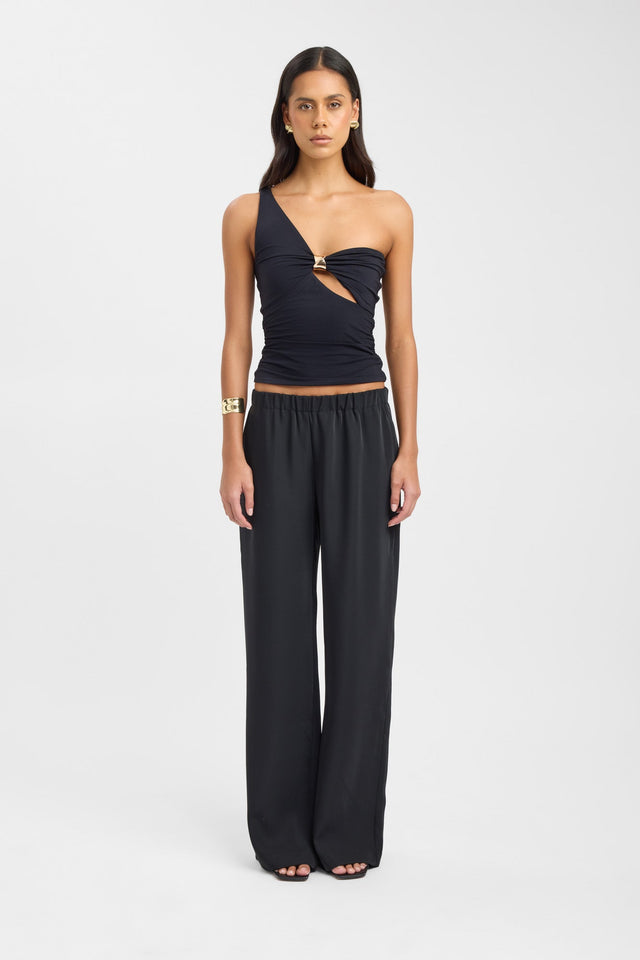 side Solene Top Kookai Fitted Asymmetry Sleeveless Womens-Blouse 