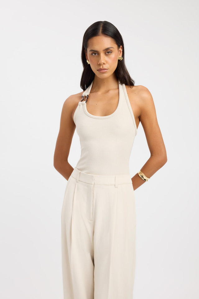 front Casper Tank Kookai Fitted Scoopneck Sleeveless Womens-Blouse 