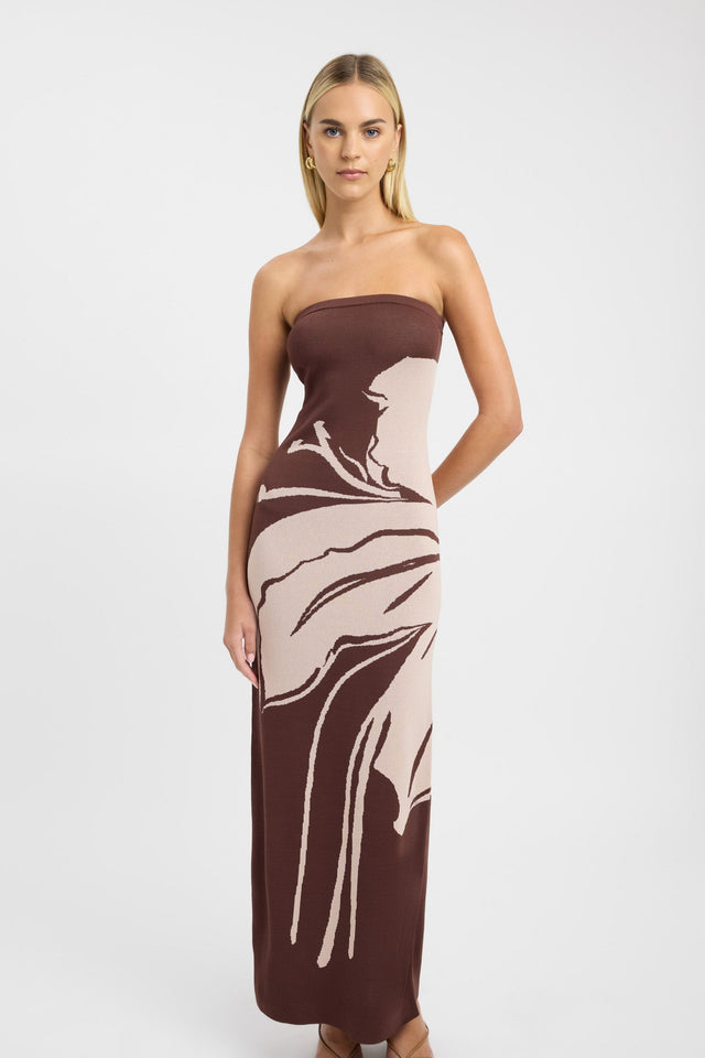 side Aloha Strapless Dress Kookai Bodycon Maxi Fitted Straight grey womens-dresses 