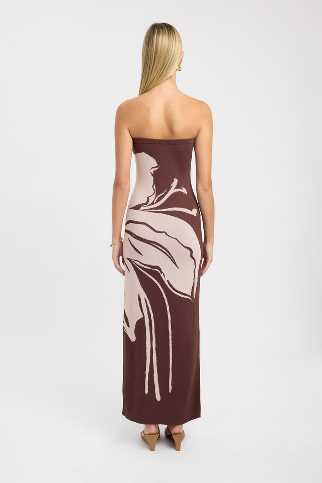 back Aloha Strapless Dress Kookai Bodycon Maxi Fitted Straight grey womens-dresses 