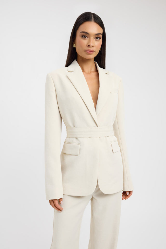 front Ariel Button Blazer Kookai Long sleeve Blazer Full length grey womens-coats-and-jackets 