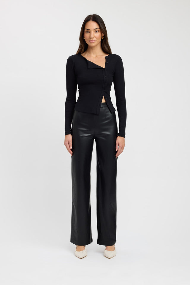 front Bec Button Top Kookai Fitted Roundneck Long sleeve Womens-Blouse 