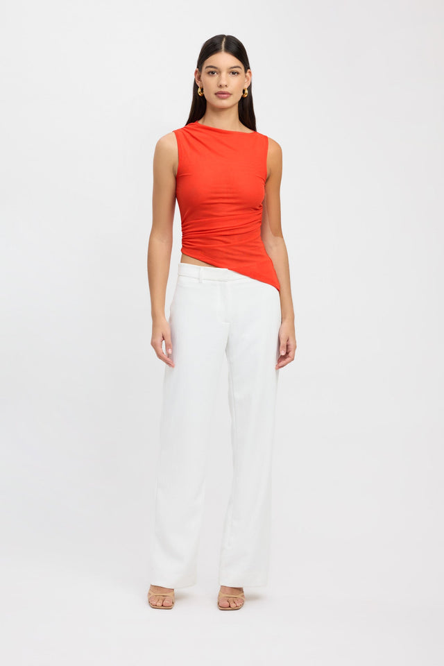 front Bolt Aysmmetric Top Kookai Fitted Highneck Sleeveless Womens-Blouse 
