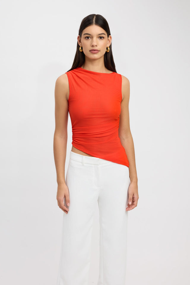 side Bolt Aysmmetric Top Kookai Fitted Highneck Sleeveless Womens-Blouse 