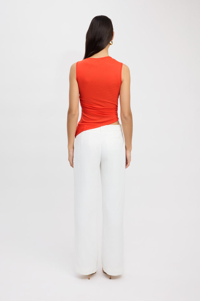 back Bolt Aysmmetric Top Kookai Fitted Highneck Sleeveless Womens-Blouse 