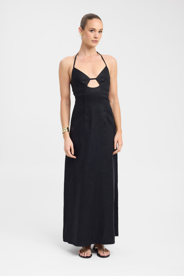 front Palm Bra Maxi Dress Kookai Aline Maxi Fitted Sweetheart black womens-dresses 