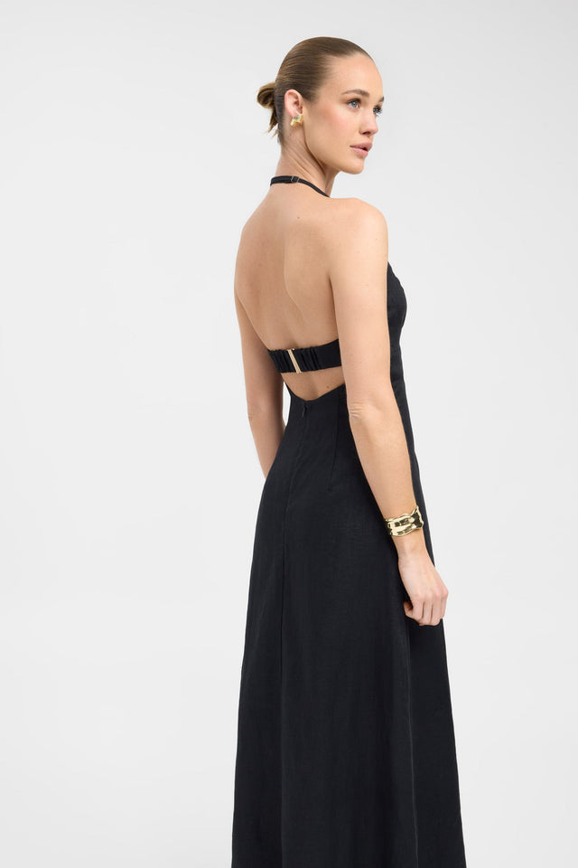 back Palm Bra Maxi Dress Kookai Aline Maxi Fitted Sweetheart black womens-dresses 