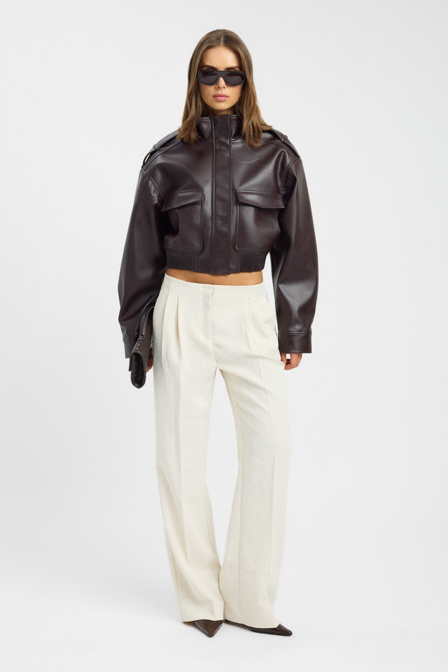 side Heavy Phoenix Core Jacket Kookai Long sleeve Biker cropped womens-coats-and-jackets 