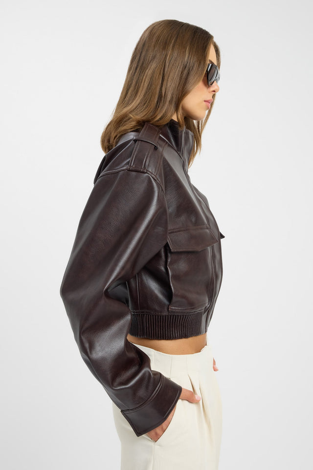 side Heavy Phoenix Core Jacket Kookai Long sleeve Biker cropped womens-coats-and-jackets 
