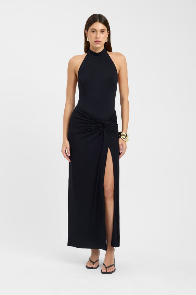 side Quinn Maxi Skirt Kookai Straight Maxi black womens-skirts 