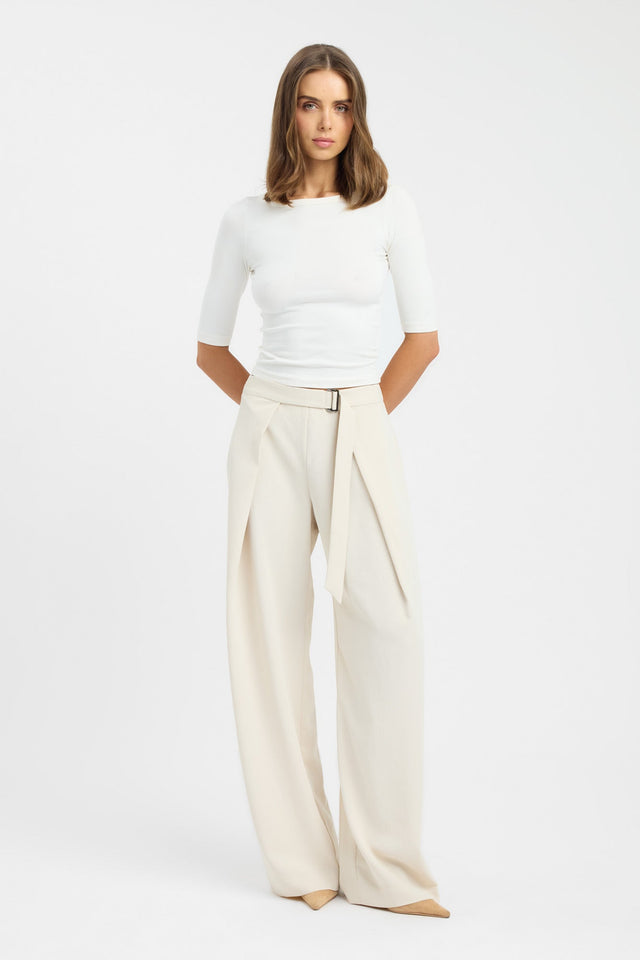 Styled with the Opal D Ring Pant in womens regular pants, wide-leg high-rise ivory on-body