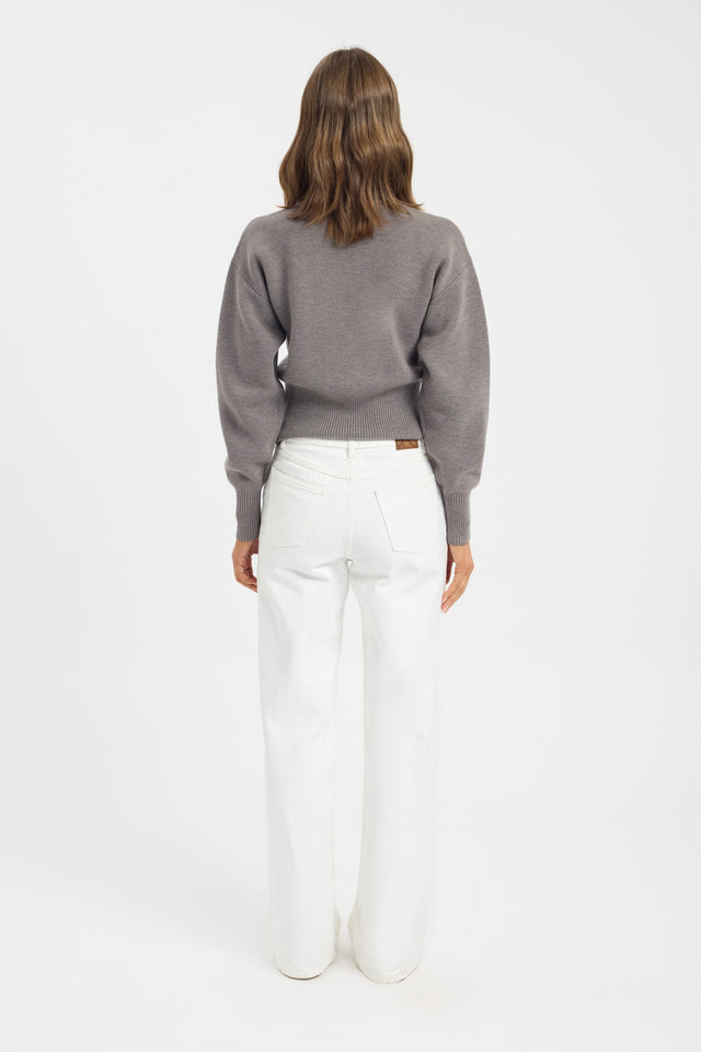 back Dalton Zip Cardigan Kookai Relaxed Highneck Long sleeve Womens-Blouse 