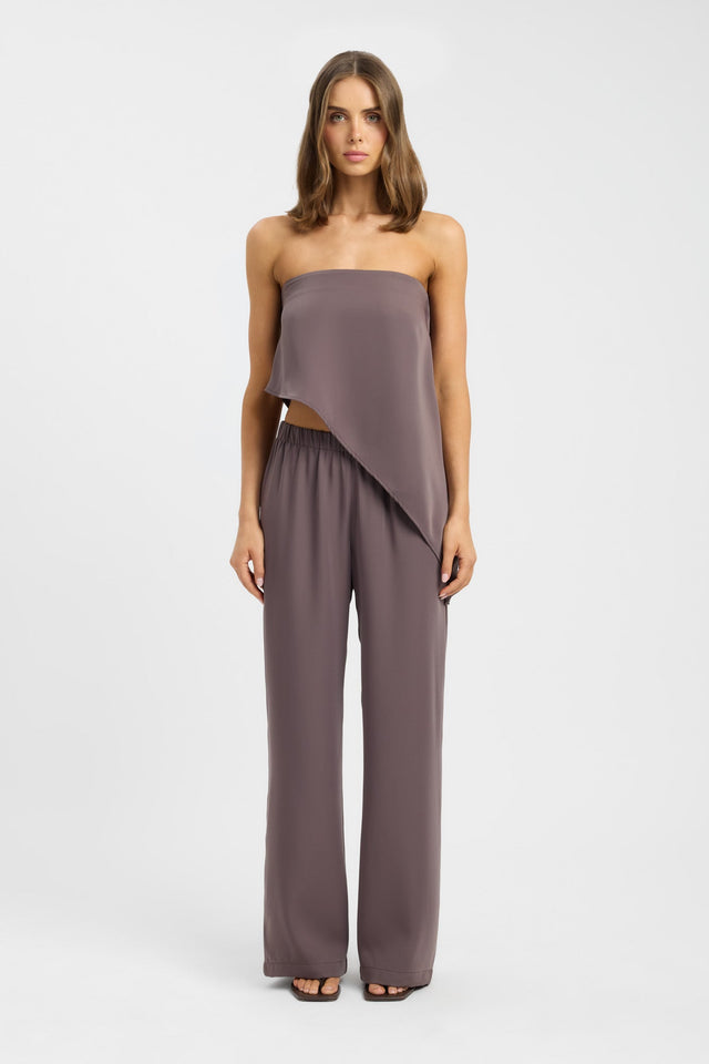 front Maria Strapless Asymmetric Top Kookai Fitted Straight Sleeveless Womens-Blouse 