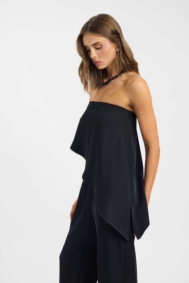 side Maria Strapless Asymmetric Top Kookai Fitted Straight Sleeveless Womens-Blouse 
