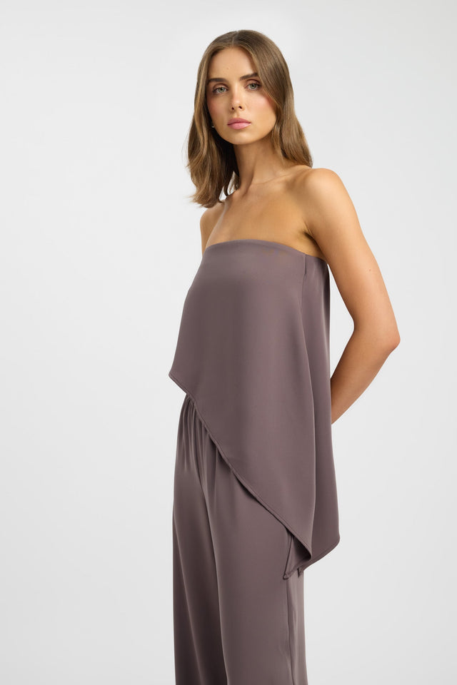 side Maria Strapless Asymmetric Top Kookai Fitted Straight Sleeveless Womens-Blouse 