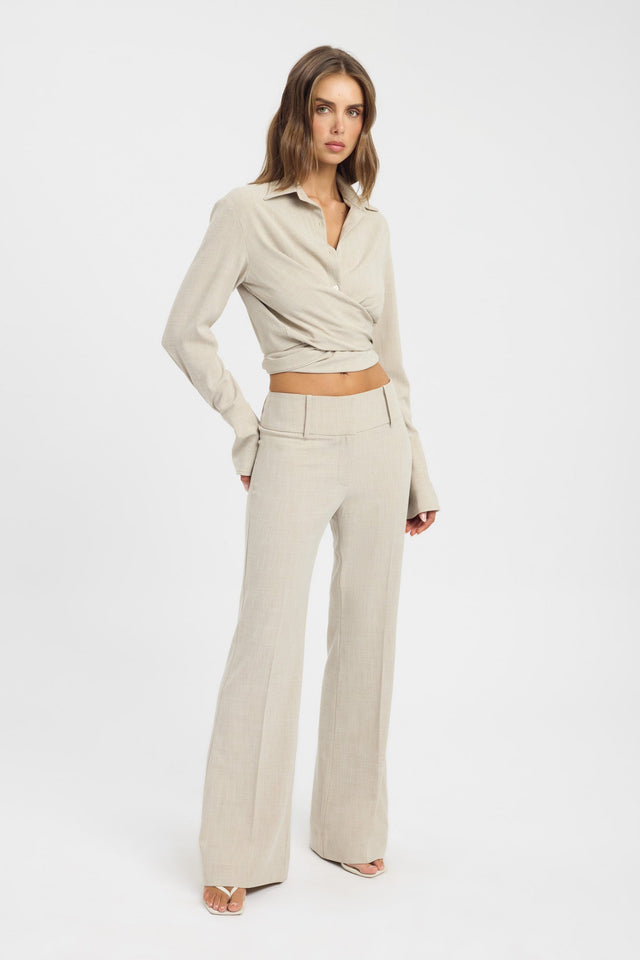 side Clemence Wrap Shirt Kookai Fitted Long sleeve Womens-Blouse 