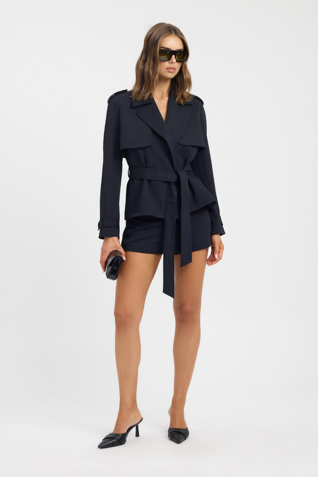 front Ariel Cropped Jacket Kookai Long sleeve Trench-coat Short womens-coats-and-jackets 