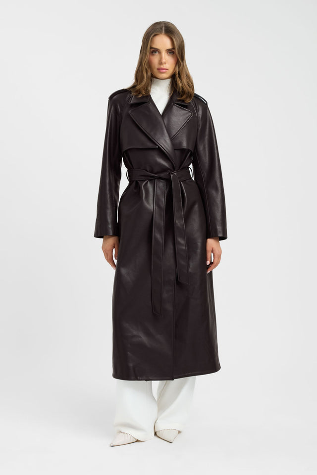 Featuring the Heavy Phoenix Tied Trench womens coats and jackets with full sleeves in black front