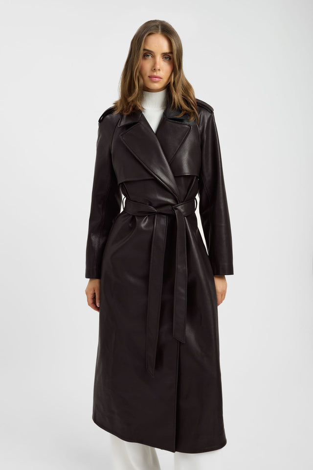 Crafted with the Heavy Phoenix Tied Trench womens coats and jackets featuring full sleeves in black on-body