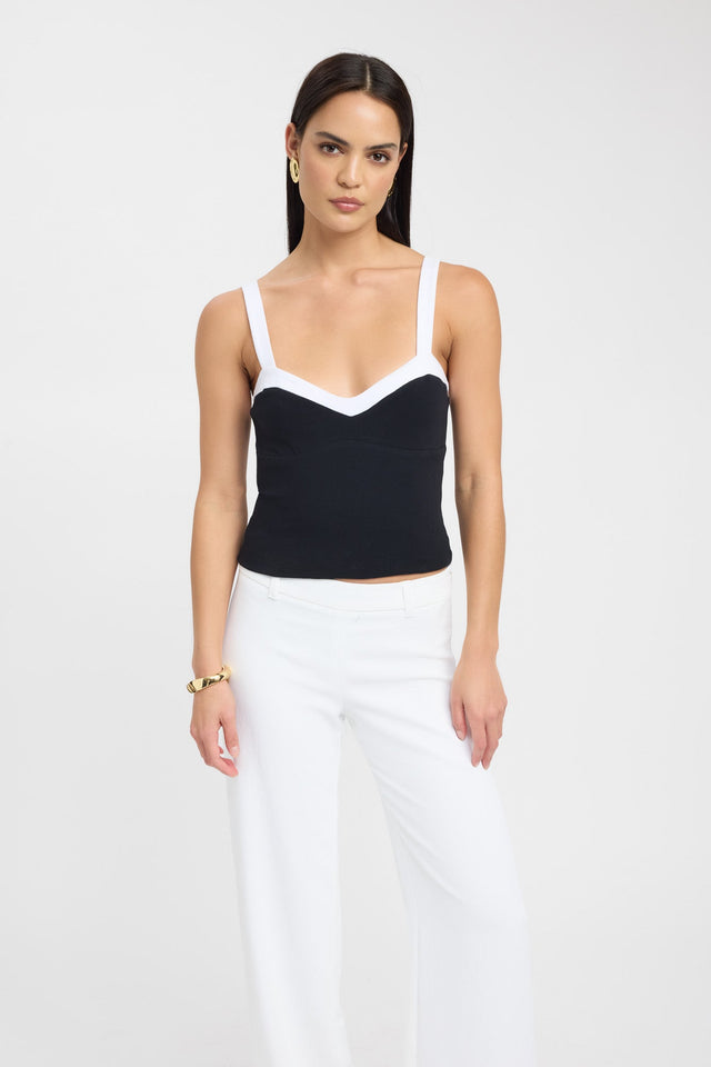 front Elloise Top Kookai Fitted V-neck Sleeveless Womens-Blouse 