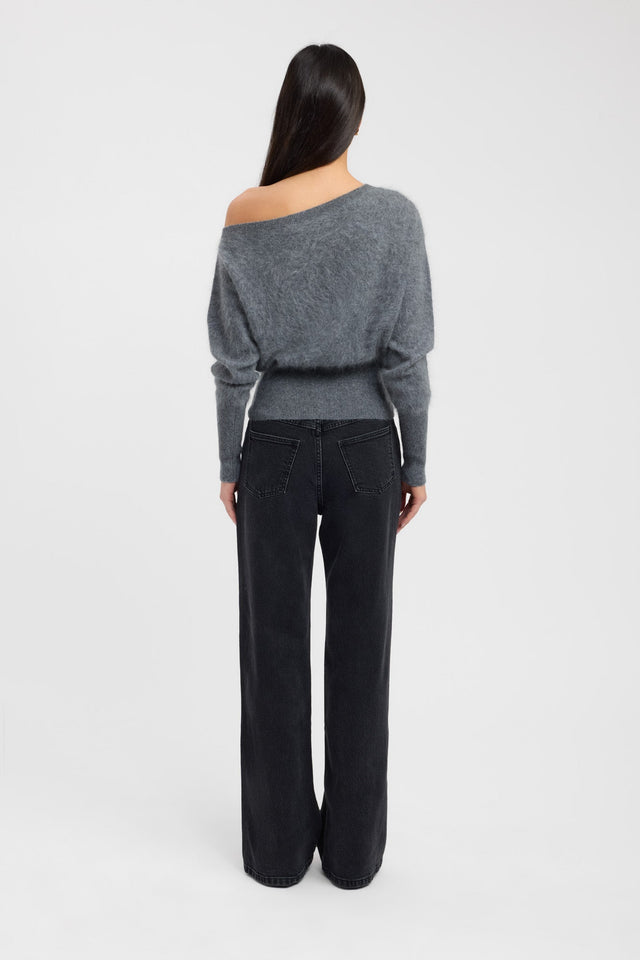 back Geneva One Shoulder Jumper Kookai Asymmetry Relaxed brown womens-jumpers 