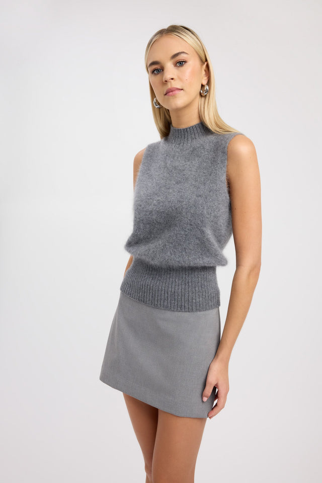 side Geneva Tank Kookai Relaxed Highneck Sleeveless Womens-Blouse 