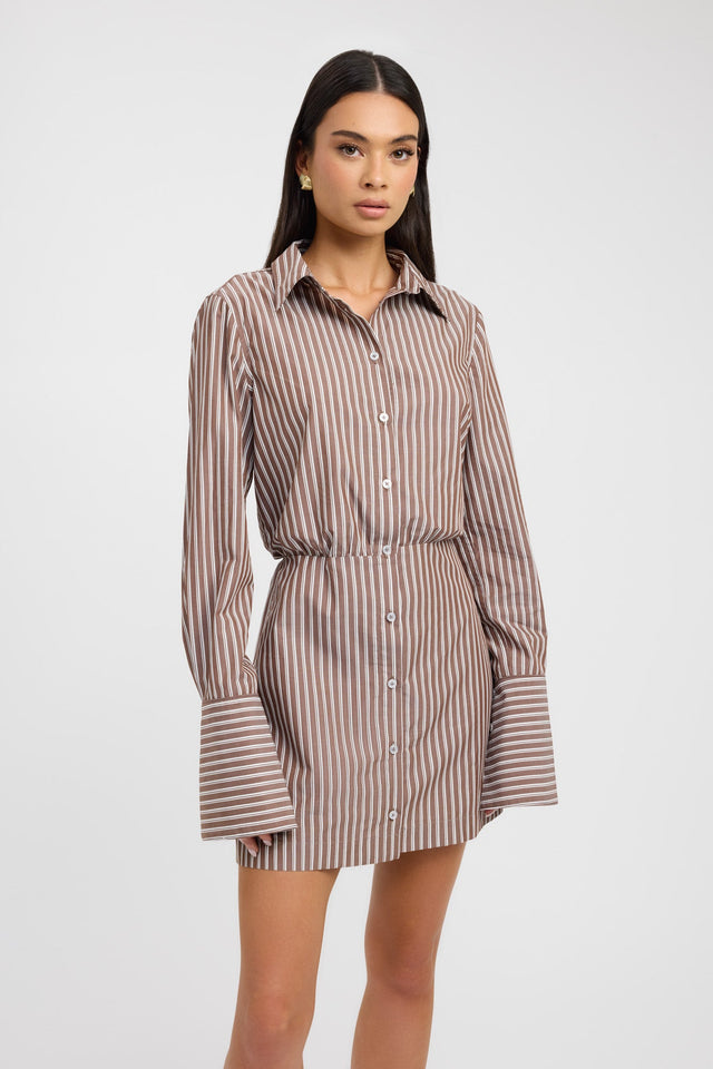front Harvey Shirt Dress Kookai Shirt Mini Relaxed V-neck womens-dresses 