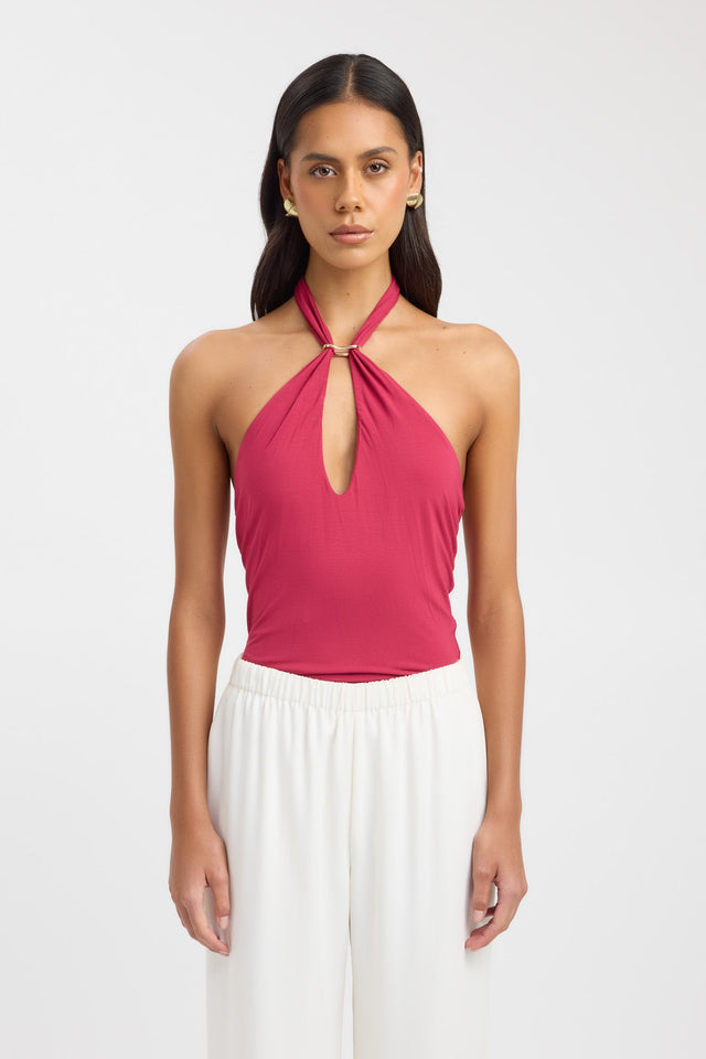 front Havana Top Kookai Fitted Asymmetry Sleeveless Womens-Blouse 