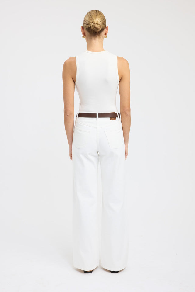 Presenting the Kai Straight Leg Jean in womens regular pants with high-rise style and white back