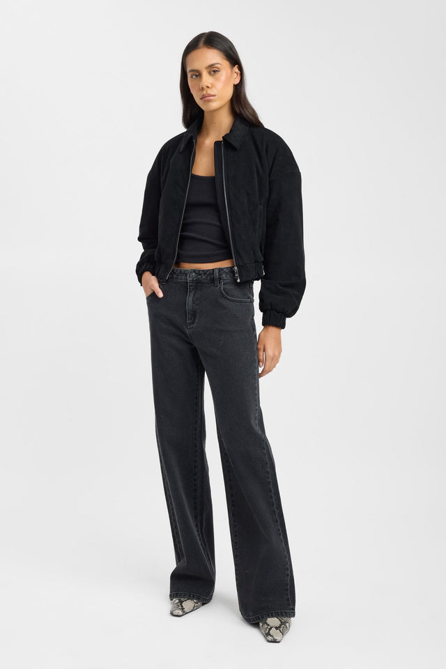 side Suki Bomber Kookai Long sleeve Bomber Short brown womens-coats-and-jackets 