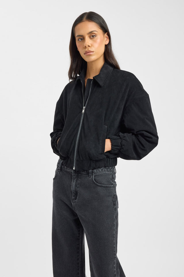 side Suki Bomber Kookai Long sleeve Bomber Short brown womens-coats-and-jackets 