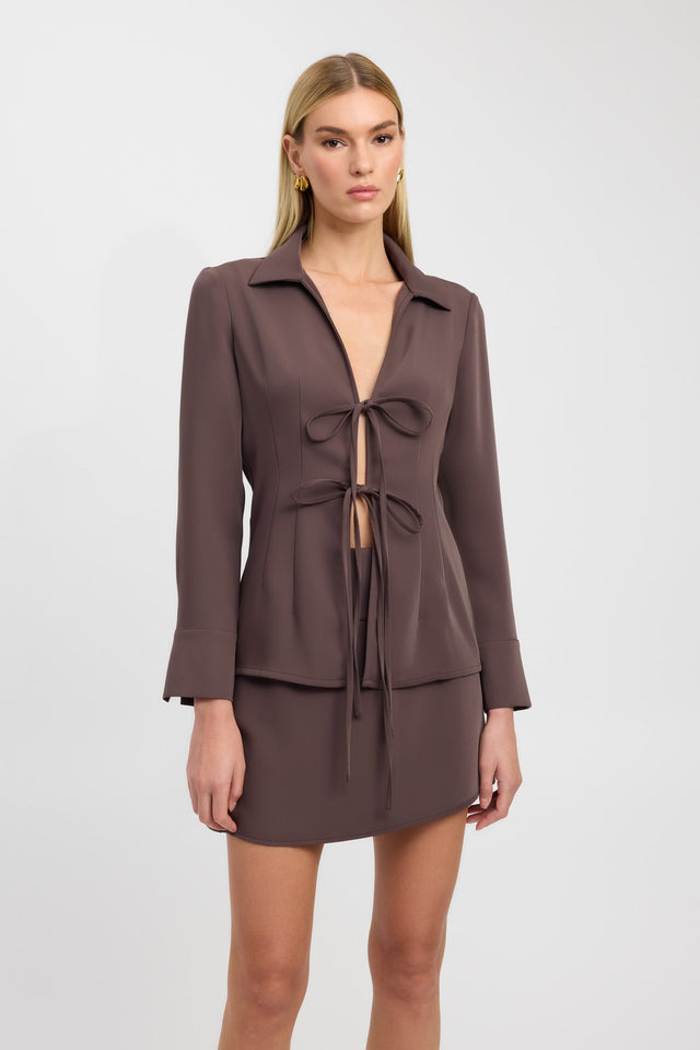 product Maria Long Sleeve Tie Top Kookai Relaxed Highneck Long sleeve Womens-Blouse 