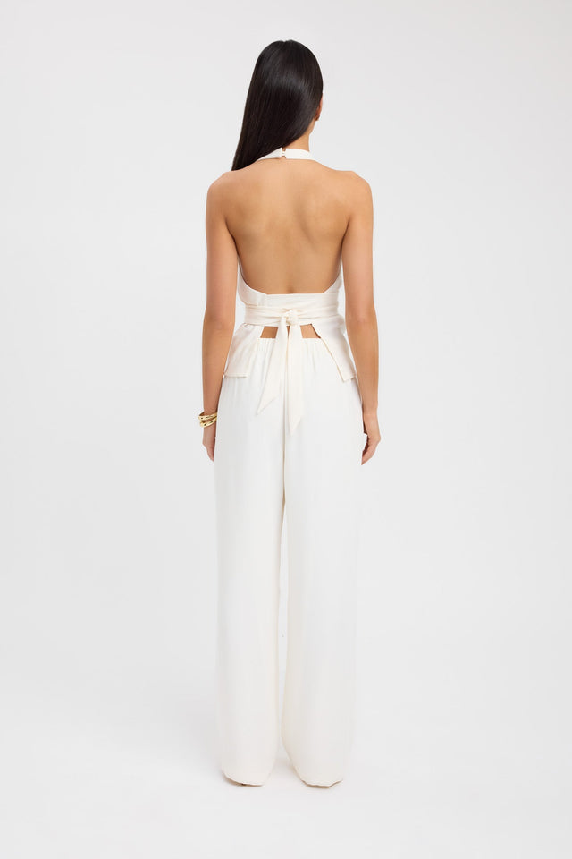 back Maria Tie Top Kookai Fitted Cowlneck Sleeveless Womens-Blouse 