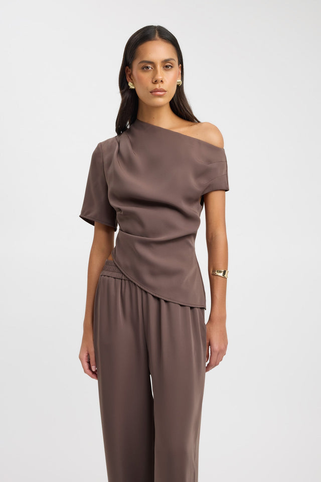 front Maria Asymmetric Top Kookai Relaxed Asymmetry Short sleeves Womens-Blouse 