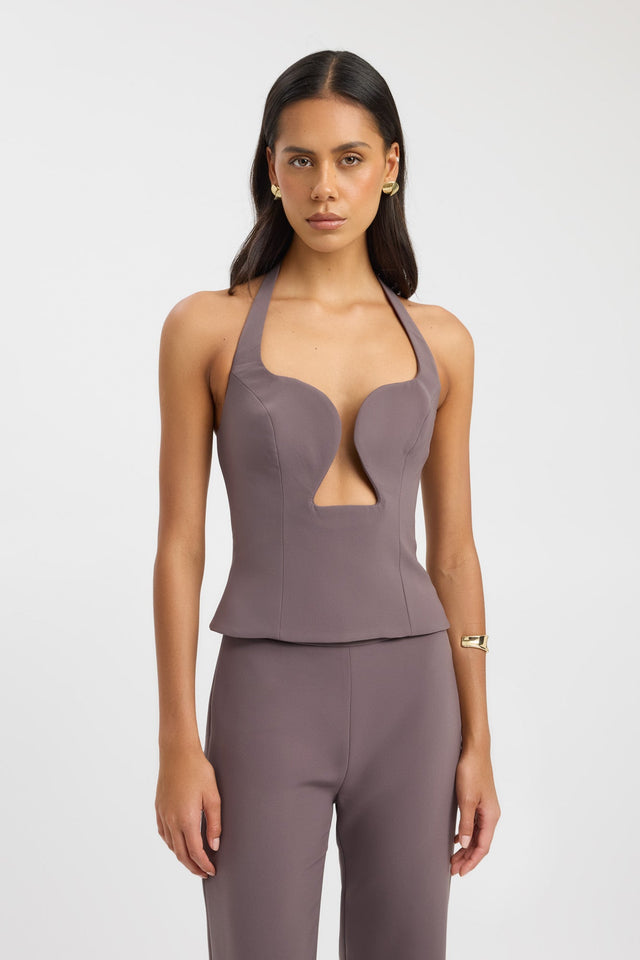 front Alto Long Flare Pants Kookai Regular High-rise brown womens-regular-pants 