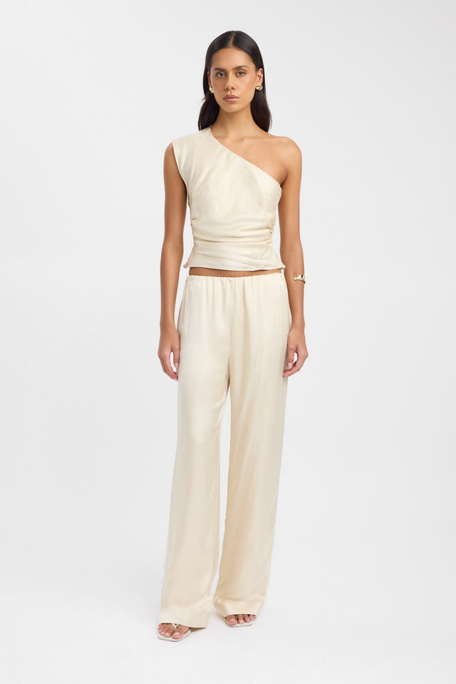 front Monty Gathered Pant Kookai Wide-leg Low-rise brown womens-regular-pants 