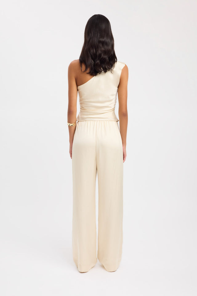 back Monty One Shoulder Top Kookai Fitted Asymmetry Sleeveless Womens-Blouse 
