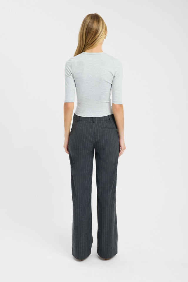 Presenting the Nat Button Top womens-blouse in light grey with fitted v-neck and half sleeves back