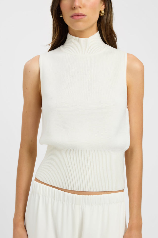 front Dalton Tank Kookai Fitted Highneck Sleeveless Womens-Blouse 