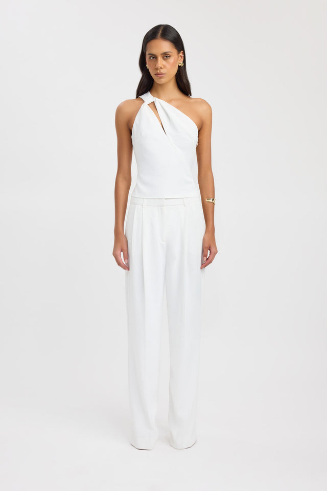 side Opal Knot Top Kookai Fitted Asymmetry Sleeveless Womens-Blouse 