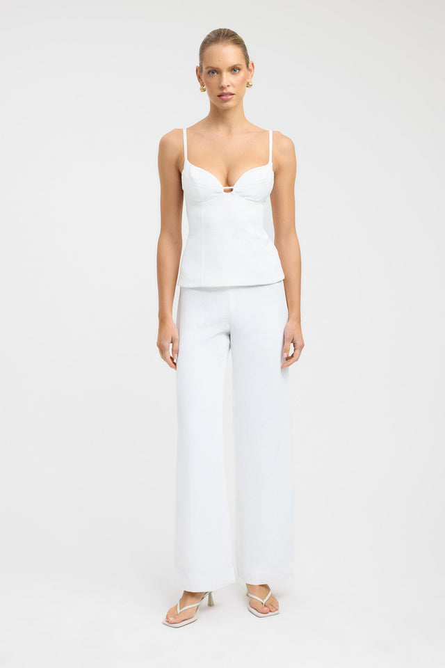 front Oyster Bra Top Kookai Fitted Sweetheart Sleeveless Womens-Blouse 