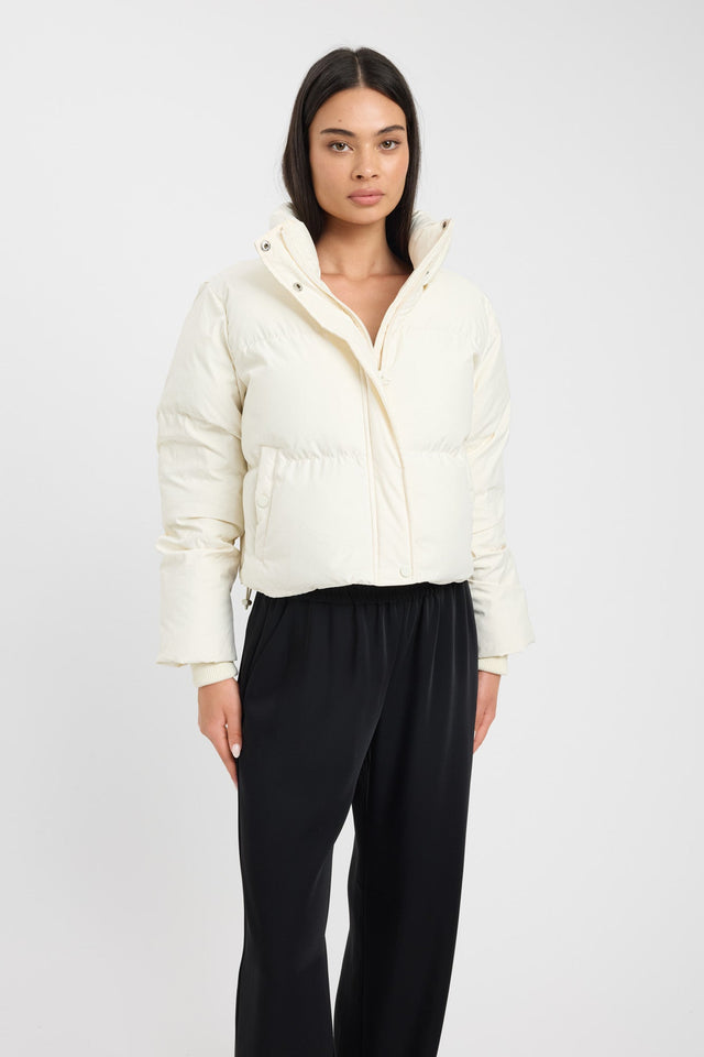 front Vermont Puffer Jacket Kookai Long sleeve Puffer Short beige womens-coats-and-jackets 