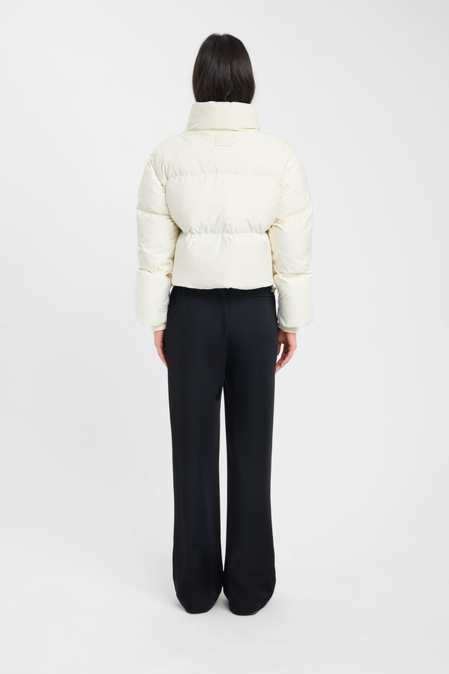 back Vermont Puffer Jacket Kookai Long sleeve Puffer Short beige womens-coats-and-jackets 