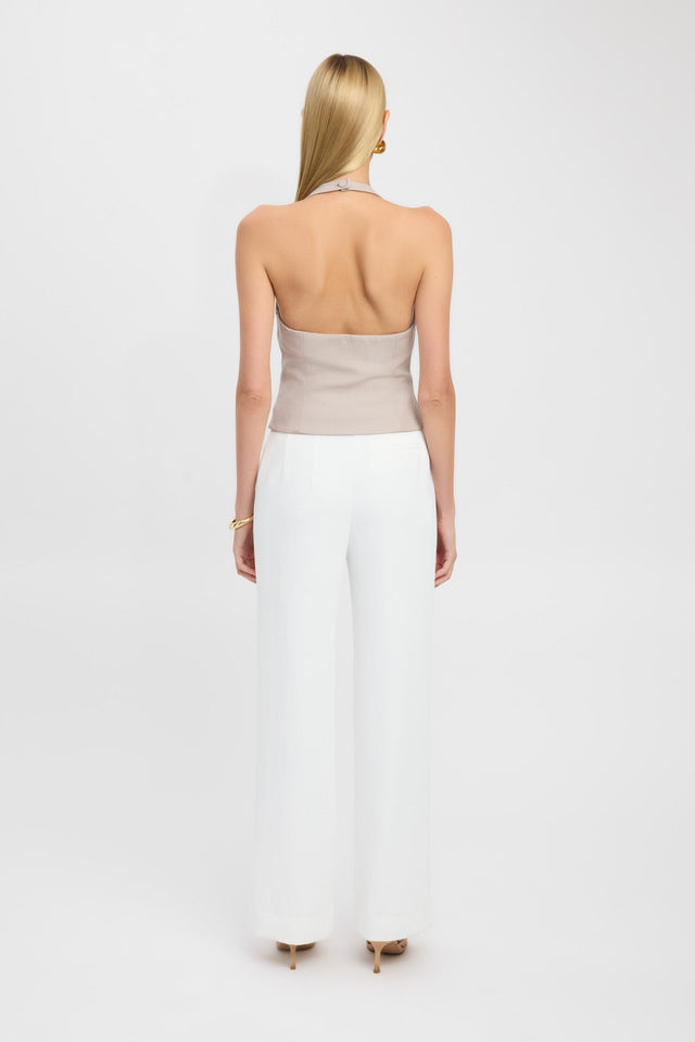 back Raine Zip Front Top Kookai Fitted Roundneck Sleeveless Womens-Blouse 