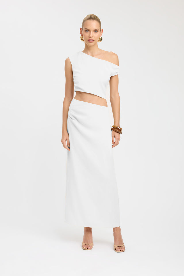 front Opal Tuck Top Kookai Fitted Asymmetry Sleeveless Womens-Blouse 
