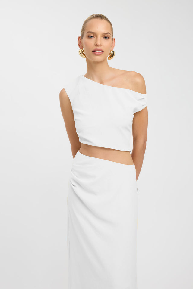 side Opal Tuck Top Kookai Fitted Asymmetry Sleeveless Womens-Blouse 