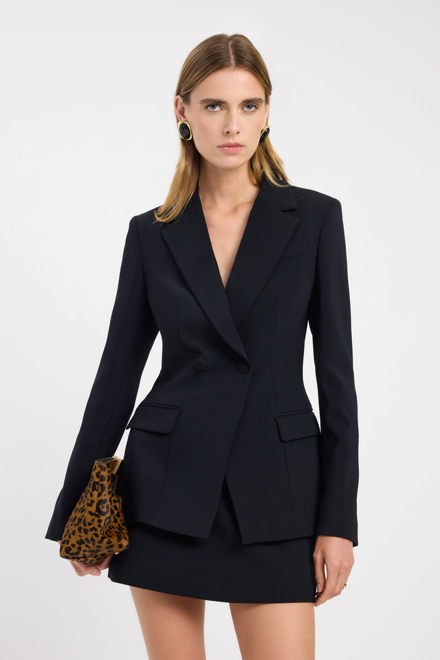 Featuring the Alto Cinched Blazer in womens coats and jackets with full sleeves and regular length in black front