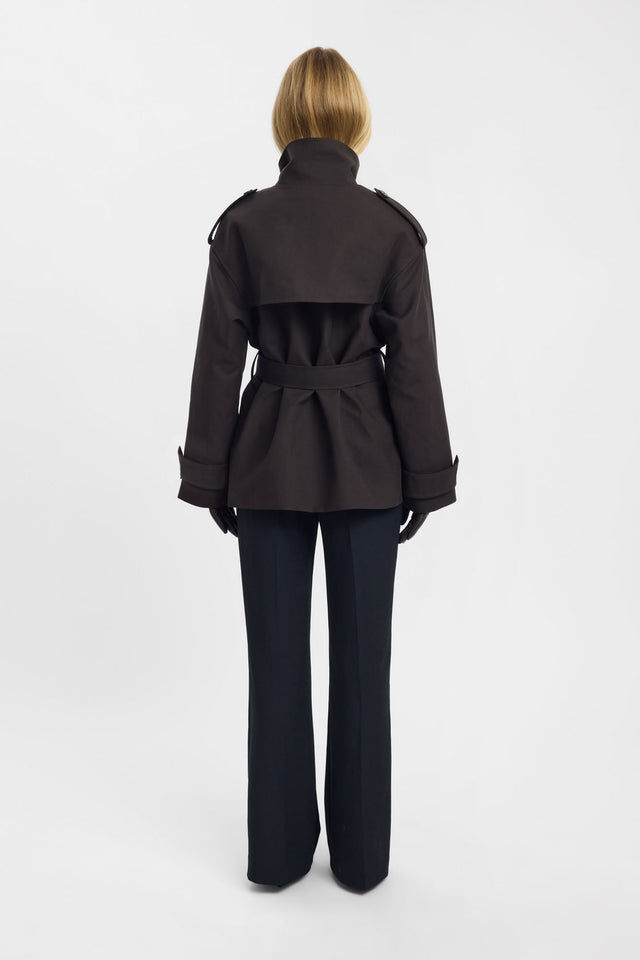 Displaying the Leon Belted Trench in womens coats and jackets with full sleeves, trench coat cut, regular length in black back