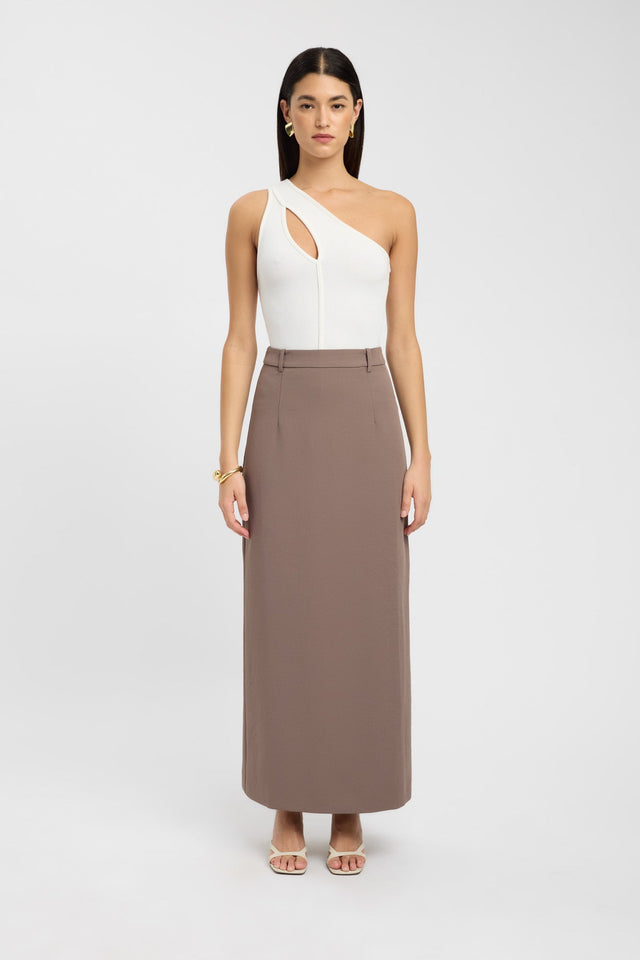 side Ariel Midi Skirt Kookai Straight Maxi grey womens-skirts 