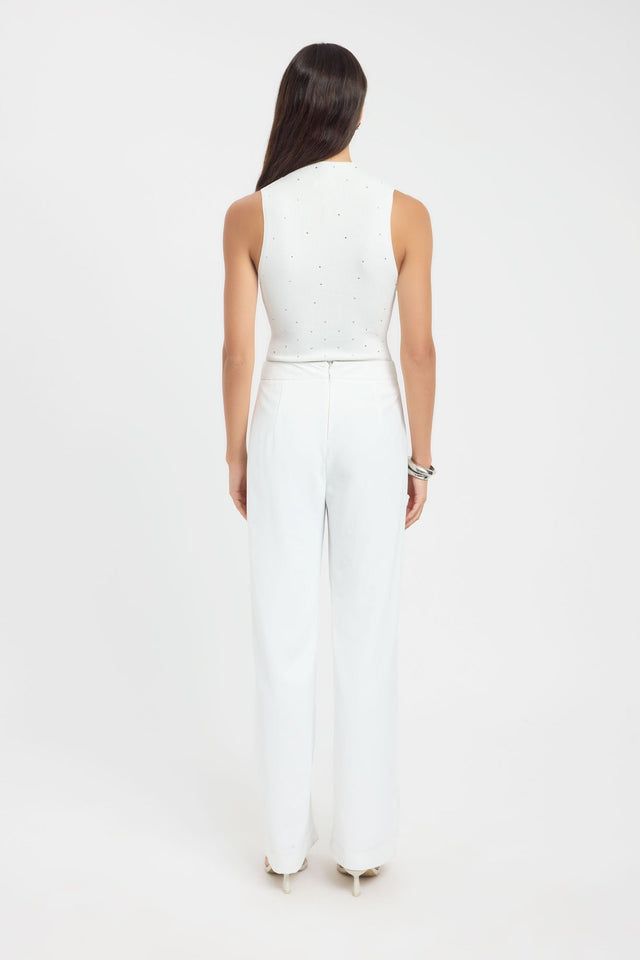 Displaying the Riviera Tank womens singlets with fitted high-neck in white back